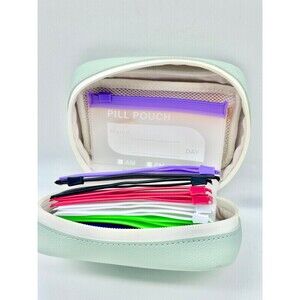 Mint Green A8 waterproof pill medicine organizer binder set color-coded pouches